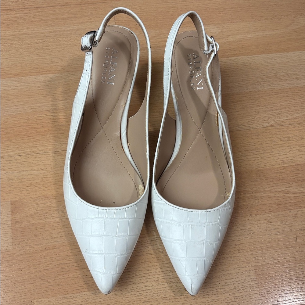 Alfani Women's Textured White Slingback Heels